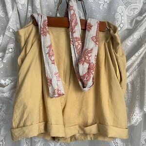 Yellow shorts with pattern scarf belt excellent condition